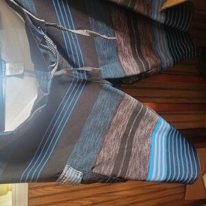 Striped Black and Blue Board Shorts